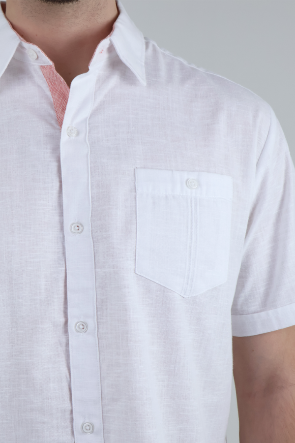 Camisa Blanca Tipo Guayabera Manga Corta Corte Clásico Para Hombre